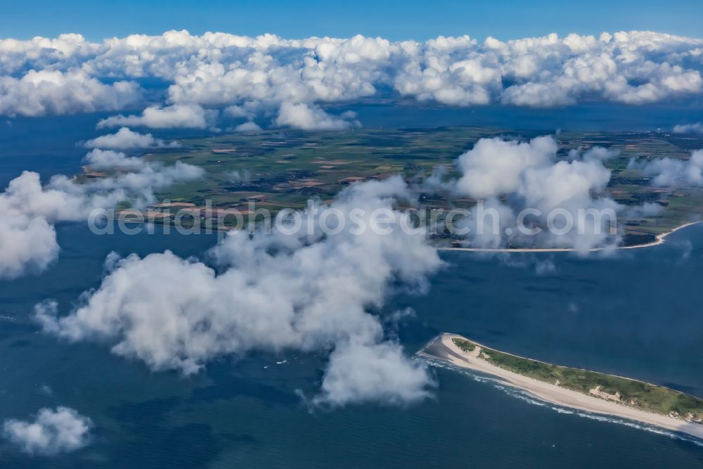 Aerial image Norddorf - Weather conditions with cloud formation ueber of Nordsee in Norddorf at the island Amrum in the state Schleswig-Holstein, Germany