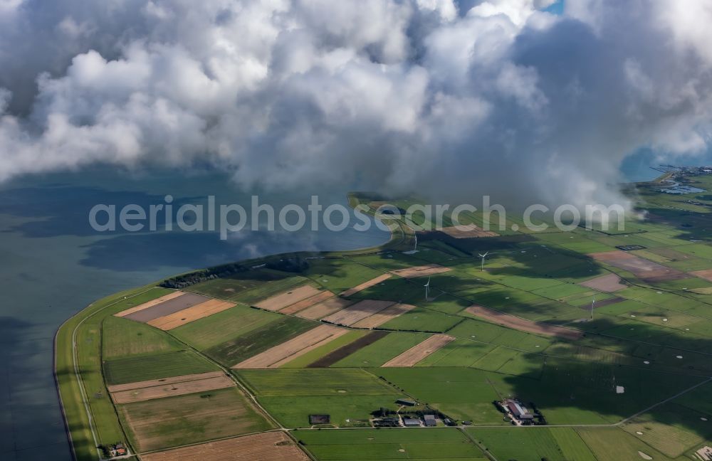 Oevenum from the bird's eye view: Weather conditions with cloud formation over the sea coast in Oevenum Insel Foehr Nordfriesland in the state Schleswig-Holstein, Germany