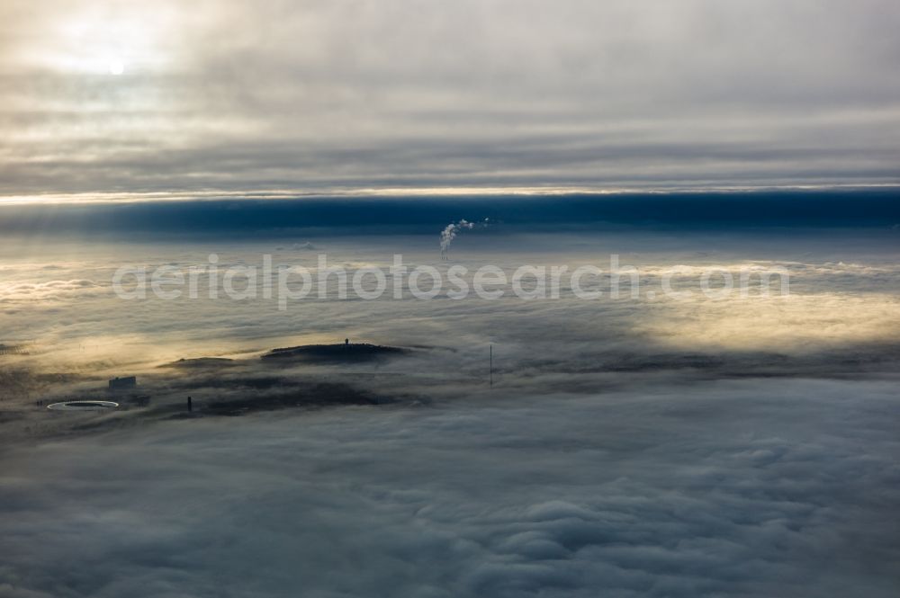 Berlin from the bird's eye view: Weather conditions with cloud formation over the Mountain Teufelsberg and the stadium Olympiastadion in the district Charlottenburg-Wilmersdorf in Berlin, Germany