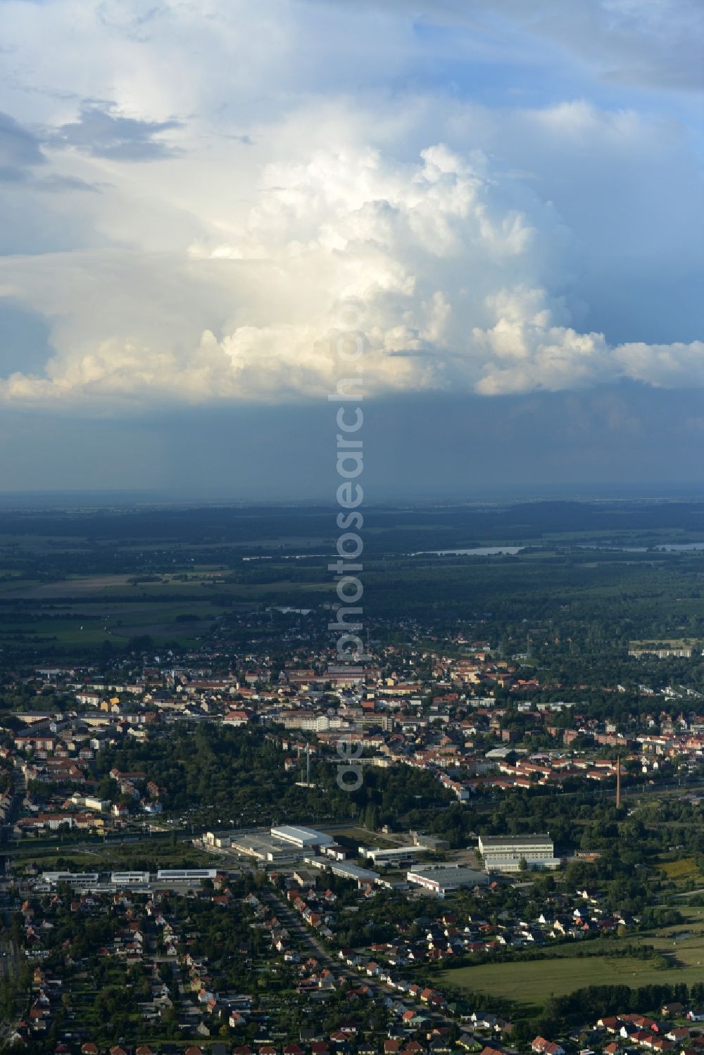 Rathenow from above - Weather conditions with cloud formation and Strato- Cumulus - formation over Rathenow in the state Brandenburg