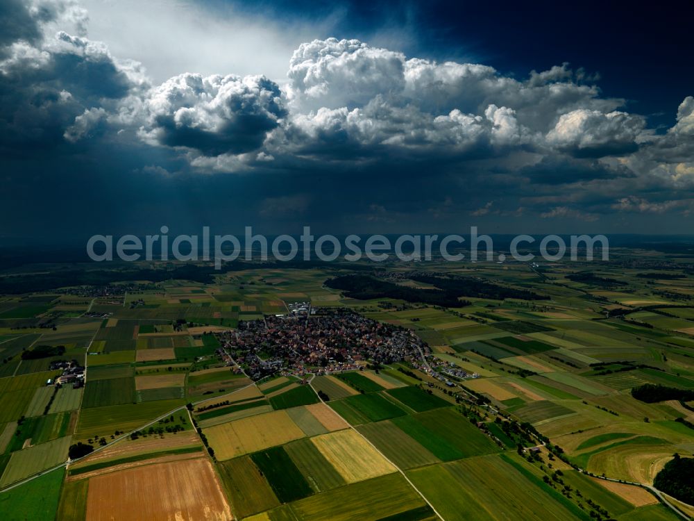 Remmingsheim from above - Weather conditions with cloud formation in Remmingsheim in the state Baden-Wuerttemberg, Germany