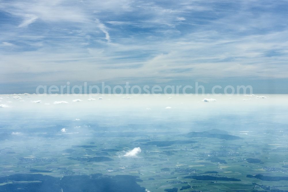 Roth from the bird's eye view: Weather conditions with cloud formation and Schleierwolken in Roth in the state Bavaria, Germany