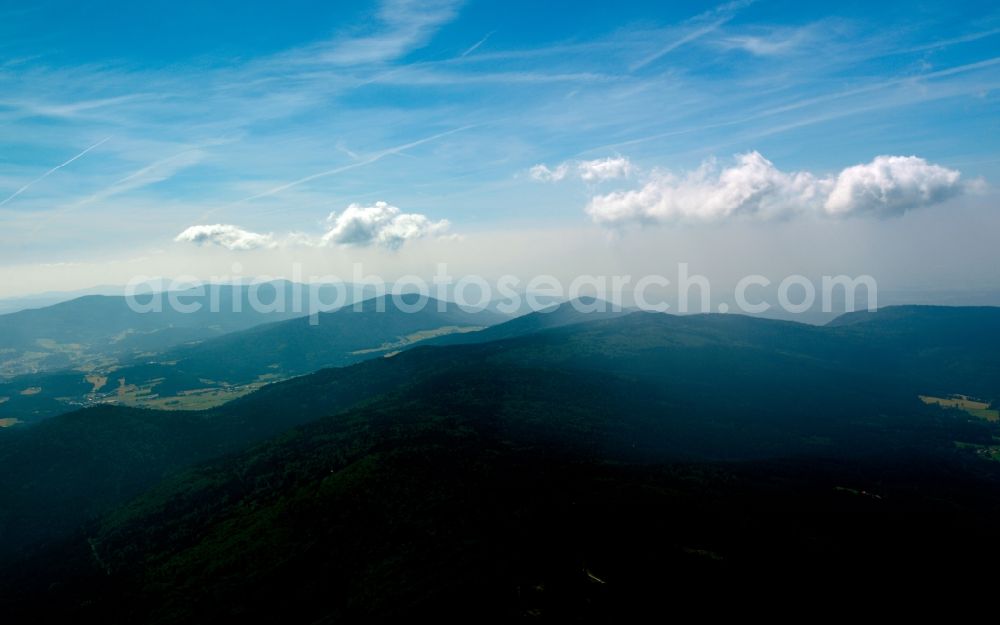 Sankt Englmar from above - Weather conditions with cloud formation in Sankt Englmar in the state Bavaria, Germany