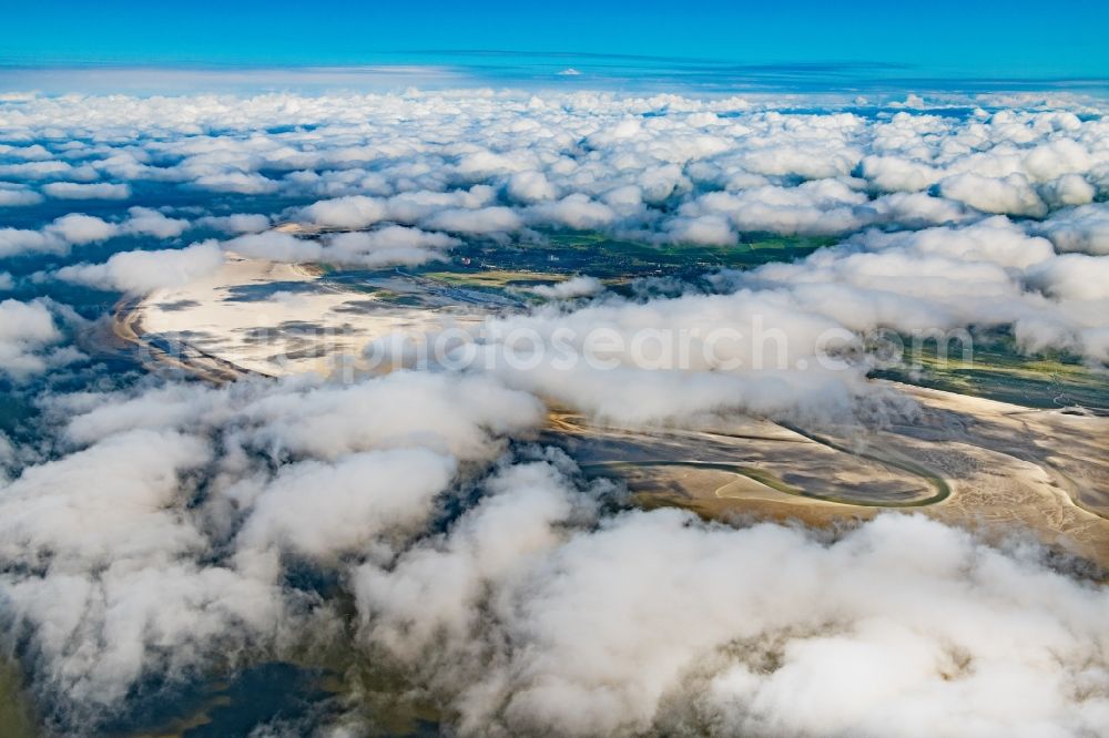 Sankt Peter-Ording from the bird's eye view: Weather conditions with cloud formation in Sankt Peter-Ording in the state Schleswig-Holstein, Germany