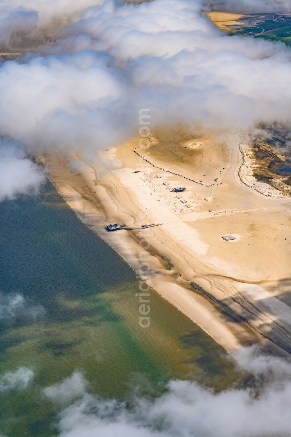 Aerial image Sankt Peter-Ording - Weather conditions with cloud formation in Sankt Peter-Ording in the state Schleswig-Holstein, Germany