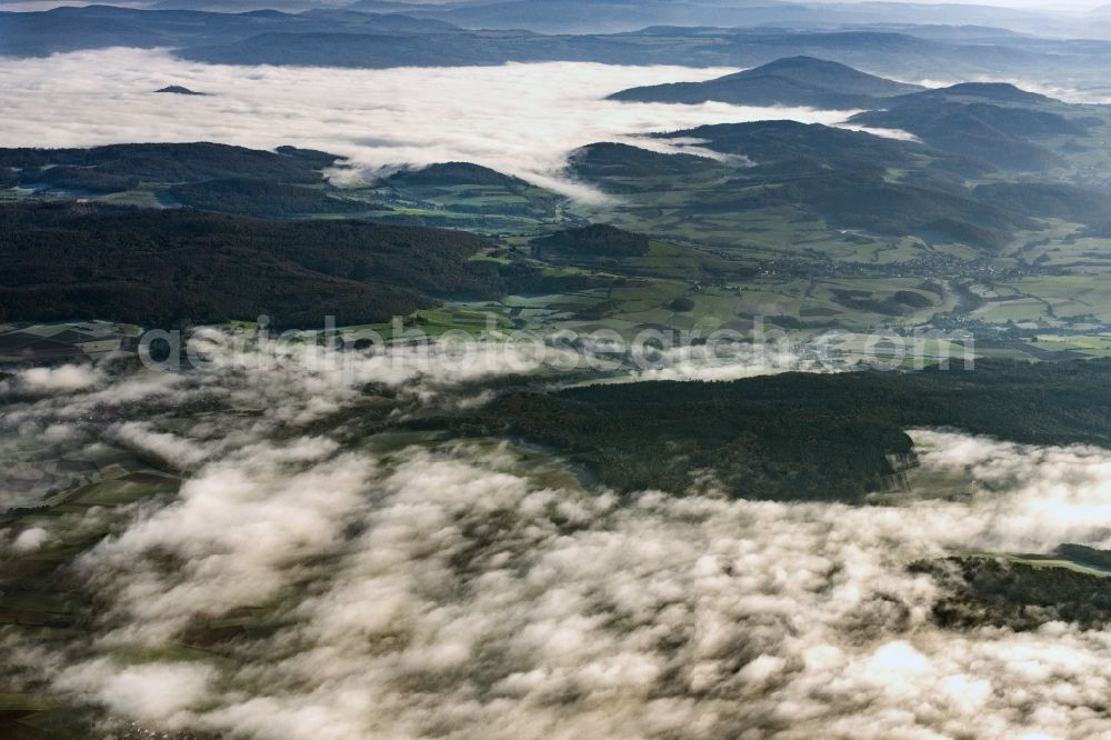 Schlitz from the bird's eye view: Weather conditions with cloud formation in Schlitz in the state Hesse, Germany