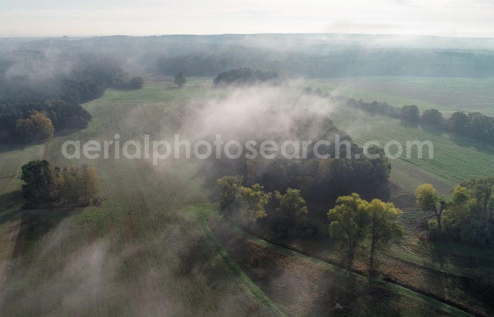 Aerial photograph Sieversdorf - Weather conditions with cloud formation over fields in Sieversdorf in the state Brandenburg, Germany