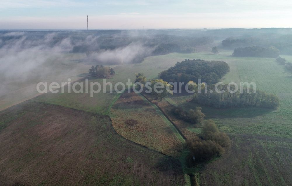 Aerial photograph Sieversdorf - Weather conditions with cloud formation over fields in Sieversdorf in the state Brandenburg, Germany