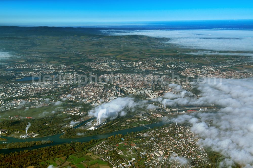 Aerial image Strasbourg - Straßburg - Weather conditions with cloud formation in Strasbourg in Grand Est, France