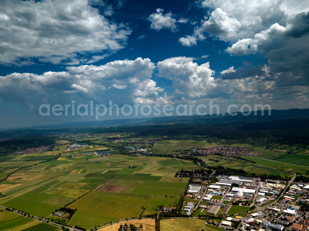 Tübingen from the bird's eye view: Weather conditions with cloud formation in Tübingen in the state Baden-Wuerttemberg, Germany