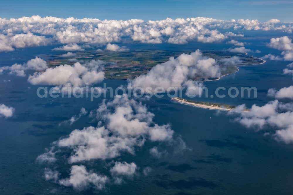 Utersum from the bird's eye view: Weather conditions with cloud formation ueber Foehr and Amrum in Utersum North Friesland in the state Schleswig-Holstein, Germany