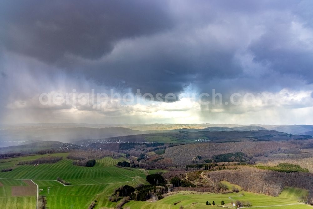 Wilgersdorf from above - Weather conditions with cloud formation in Wilgersdorf in the state North Rhine-Westphalia, Germany