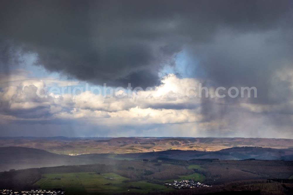 Aerial photograph Wilgersdorf - Weather conditions with cloud formation in Wilgersdorf in the state North Rhine-Westphalia, Germany