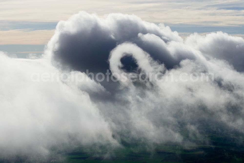 Aerial photograph Witzenhausen - Weather conditions with cloud formation in Witzenhausen in the state Hesse, Germany