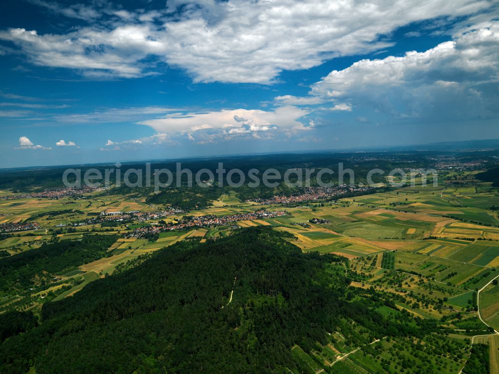 Wurmlingen from above - Weather conditions with cloud formation in Wurmlingen in the state Baden-Wuerttemberg, Germany