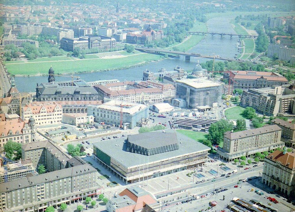 Aerial image Dresden / Sachs. - Wiederaufbau der Dresdner Frauenkirche in der Altstadt von Dresden.