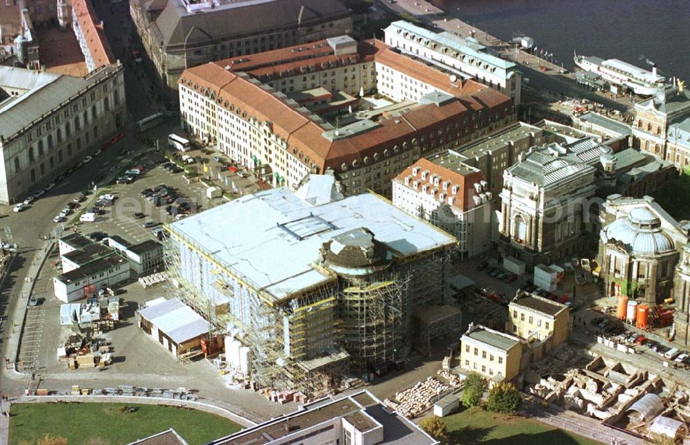 Dresden from above - Wiederaufbau der Frauenkirche in der Dresdner Altstadt