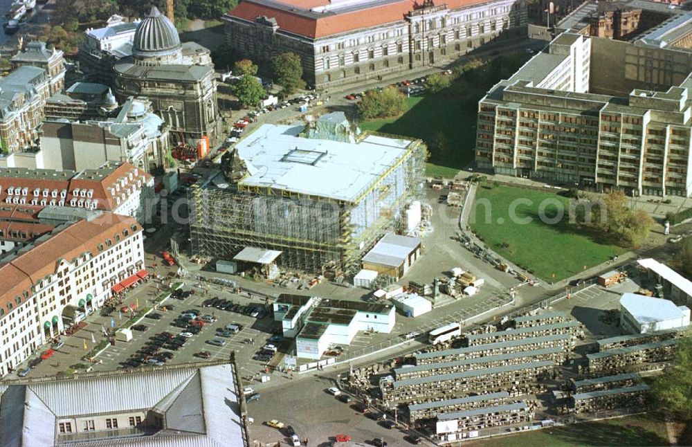 Dresden from above - Wiederaufbau der Frauenkirche in der Dresdner Altstadt