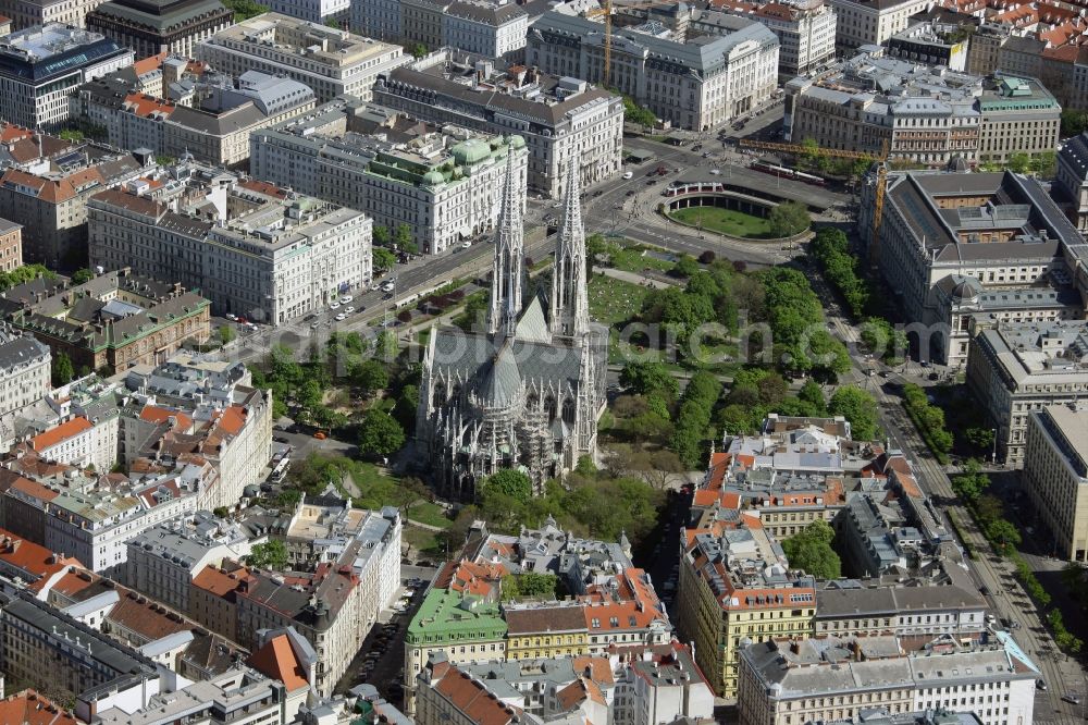 Aerial photograph Wien - Votive Church located on Ringstrasse in the Alsergrund district of Vienna in Austria