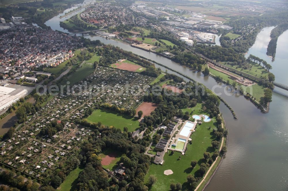 Aerial image Mainz-Kastel, Mainz - Wiesbaden, Stadtteil Mainz-Kostheim, Maaraue,