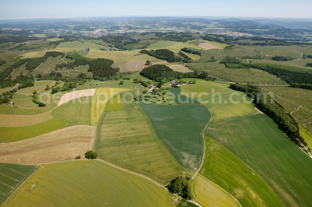 Hemer from above - Meadows and field landscape at Hemer in Sauerland in North Rhine-Westphalia