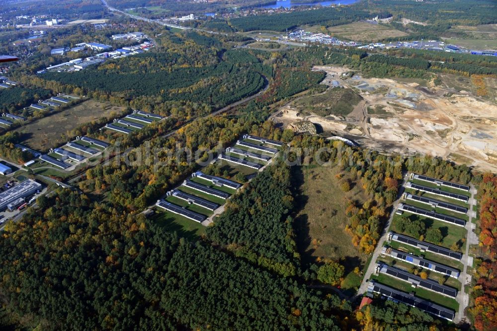 Zernsdorf from above - Wiesenhof poultry farm feedlot on Segelfliegerdamm in Zernsdorf in Brandenburg