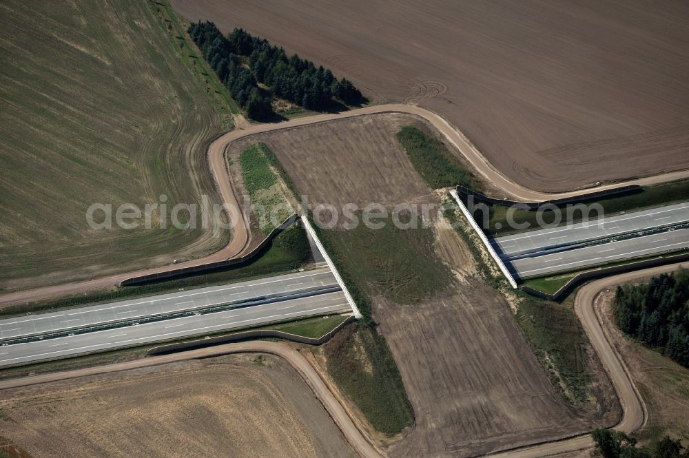 Frauendorf from above - Green bridge over the A72 at Frauendorf in the state Saxonia