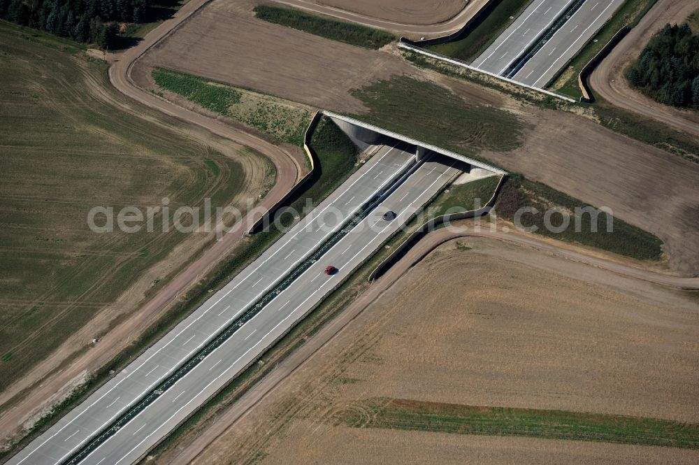 Frauendorf from the bird's eye view: Green bridge over the A72 at Frauendorf in the state Saxonia