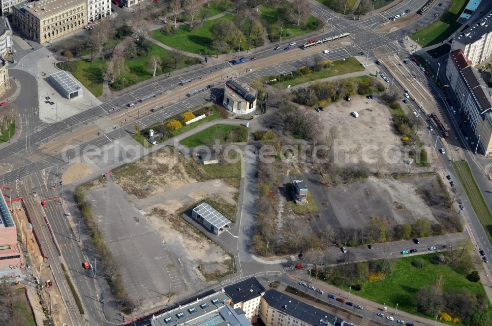 Aerial image Leipzig - View of the place Wilhelm-Leuschner- Platz on the southern edge of the city of Leipzig in Saxony