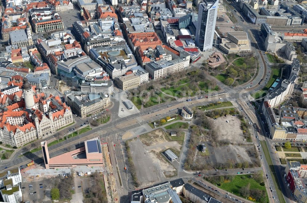 Aerial photograph Leipzig - View of the place Wilhelm-Leuschner- Platz on the southern edge of the city of Leipzig in Saxony