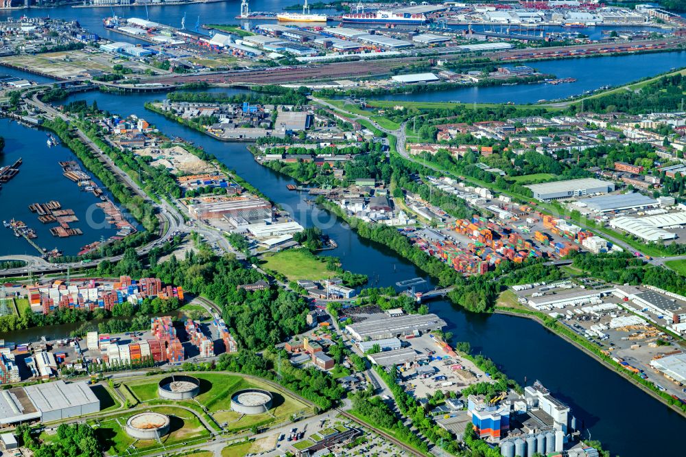 Aerial photograph Hamburg - Wilhelmsburg industry and residential area Reiherstieg in Hamburg, Germany