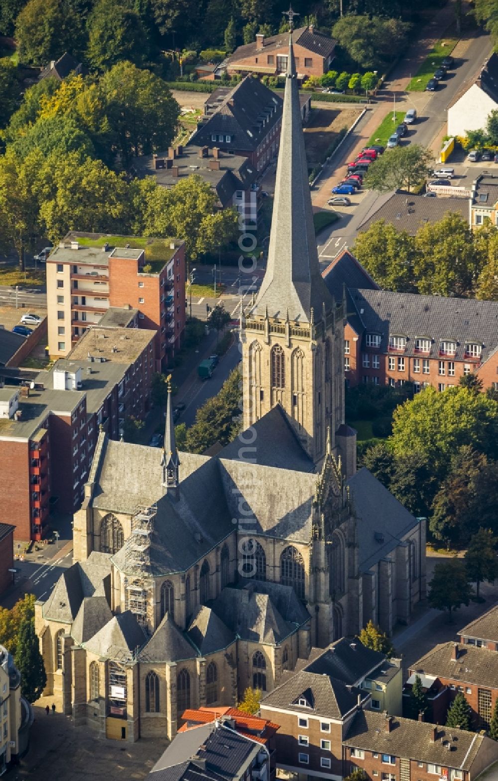 Aerial image Wesel - The Willibrordi Cathedral in Wesel in North Rhine-Westphalia. kirche-wesel.de