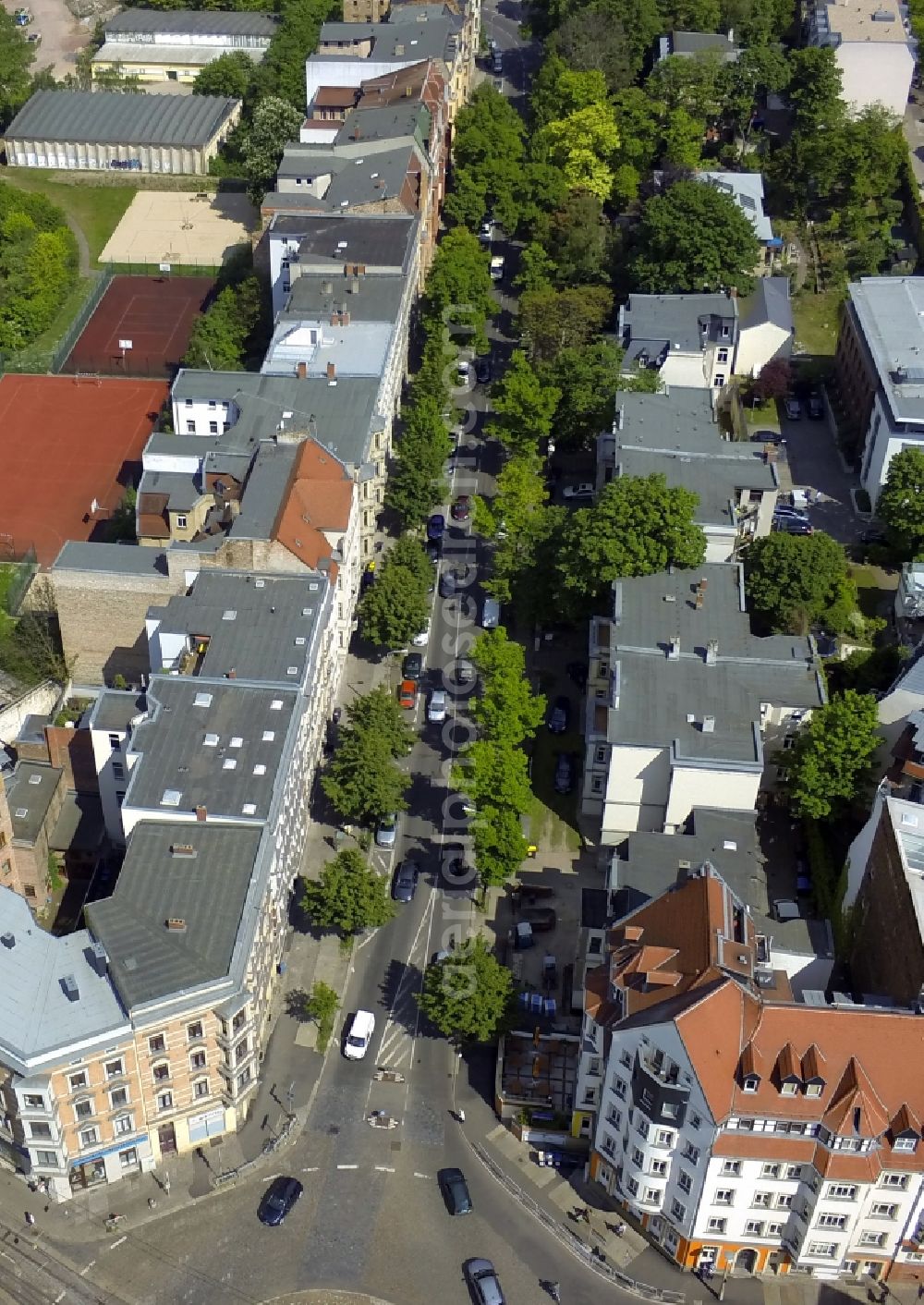 Halle (Saale) from above - View of the road Willy-Brandt-Strasse in Halle ( Saale ) in the state Saxony-Anhalt