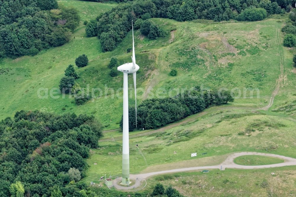 Aerial image München - Wind turbine windmills on a field in the district Freimann in Munich in the state Bavaria, Germany