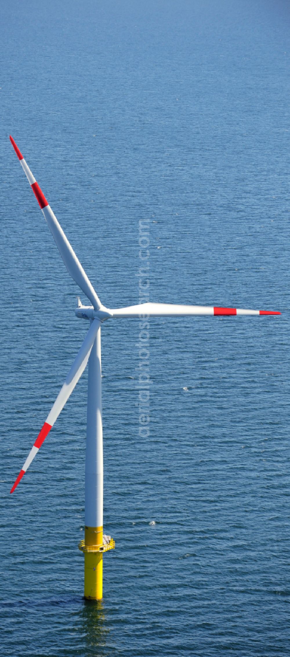 Zingst from the bird's eye view: Wind turbines of the offshore wind farm EnBW Baltic 1 on the water surface of Baltic Sea in Zingst in the state Mecklenburg - Western Pomerania, Germany