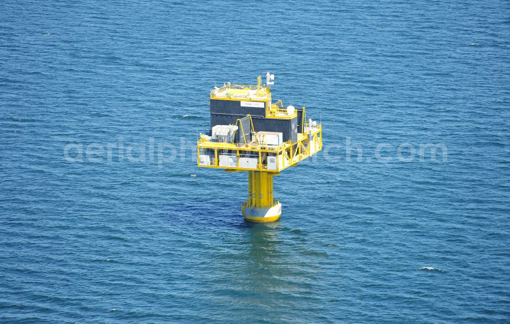 Aerial image Zingst - Wind turbines of the offshore wind farm EnBW Baltic 1 on the water surface of Baltic Sea in Zingst in the state Mecklenburg - Western Pomerania, Germany