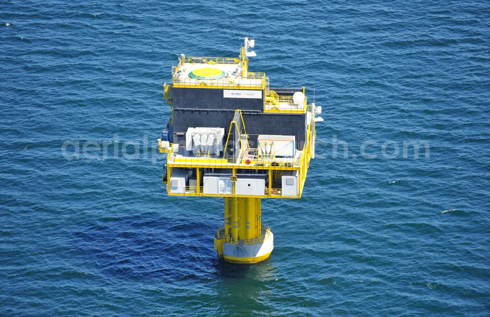 Zingst from above - Wind turbines of the offshore wind farm EnBW Baltic 1 on the water surface of Baltic Sea in Zingst in the state Mecklenburg - Western Pomerania, Germany