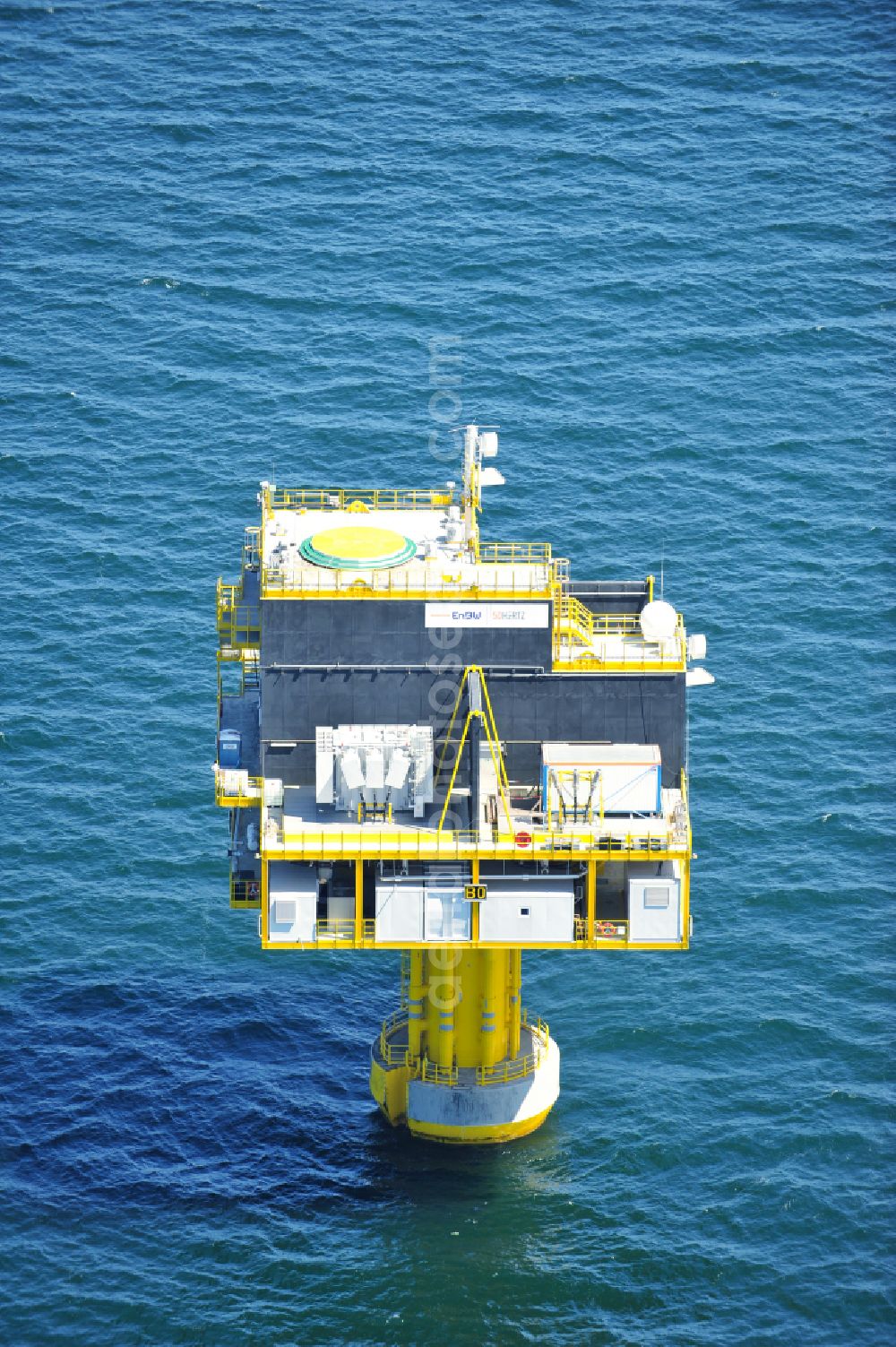 Zingst from the bird's eye view: Wind turbines of the offshore wind farm EnBW Baltic 1 on the water surface of Baltic Sea in Zingst in the state Mecklenburg - Western Pomerania, Germany