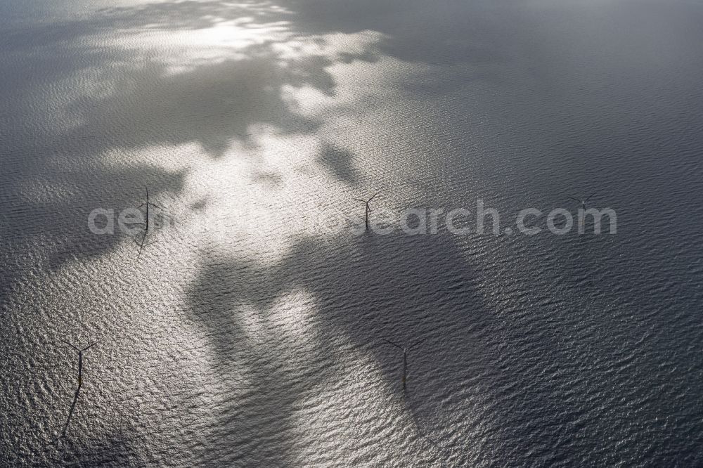 Zingst from above - Wind turbines of the offshore wind farm EnBW Baltic 1 on the water surface of Baltic Sea in Zingst auf der Ostsee in the state Mecklenburg - Western Pomerania, Germany