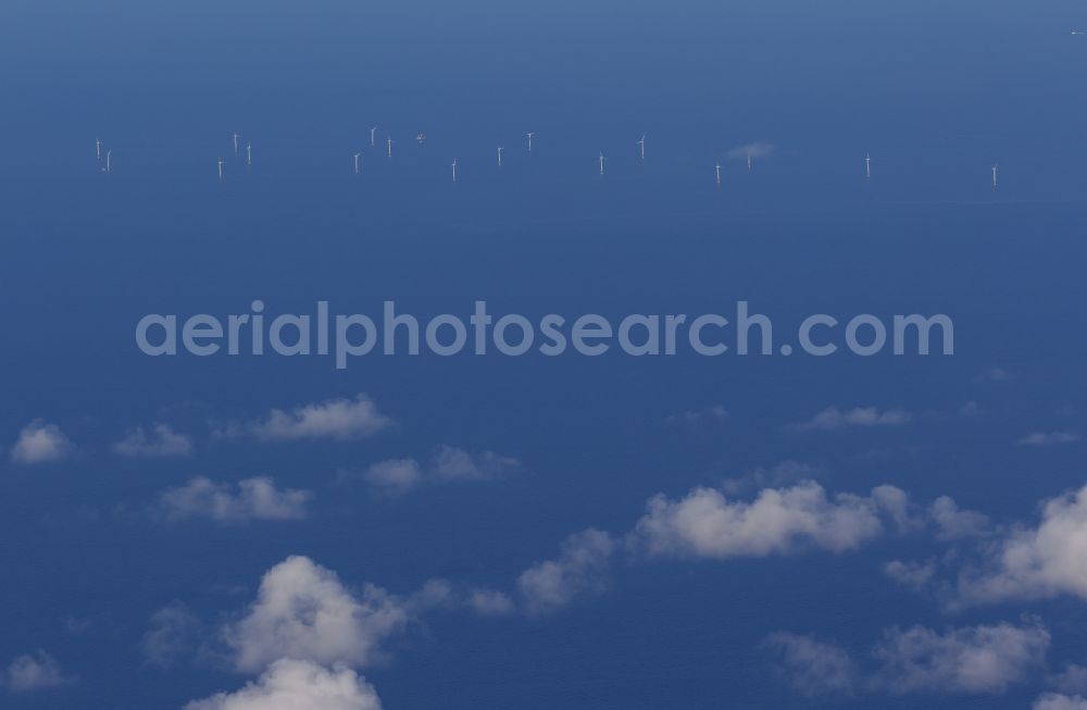 Zingst from above - Wind turbines of the offshore wind farm EnBW Baltic 1 on the water surface of Baltic Sea in Zingst auf der Ostsee in the state Mecklenburg - Western Pomerania, Germany