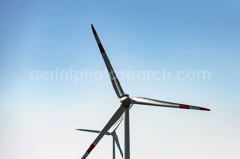 Aerial photograph Daxweiler - Wind turbine windmills on a field in Daxweiler in the state Rhineland-Palatinate, Germany