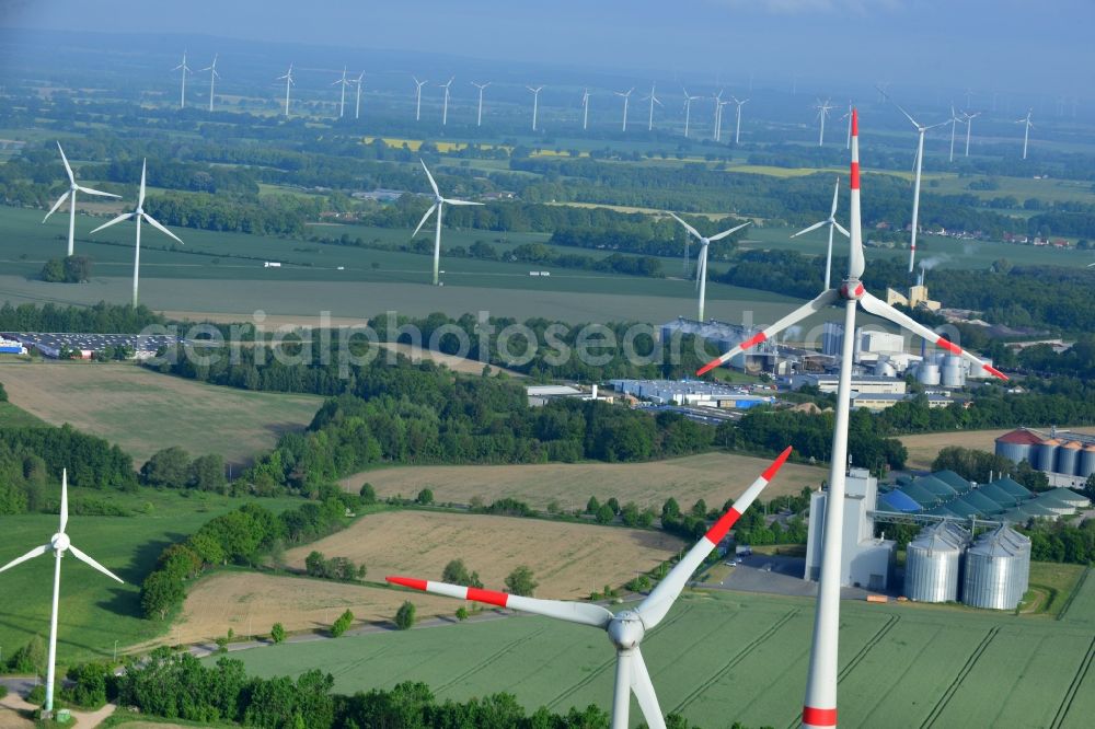 Gerdshagen from above - Wind turbine windmills on a field in Gerdshagen in the state Brandenburg