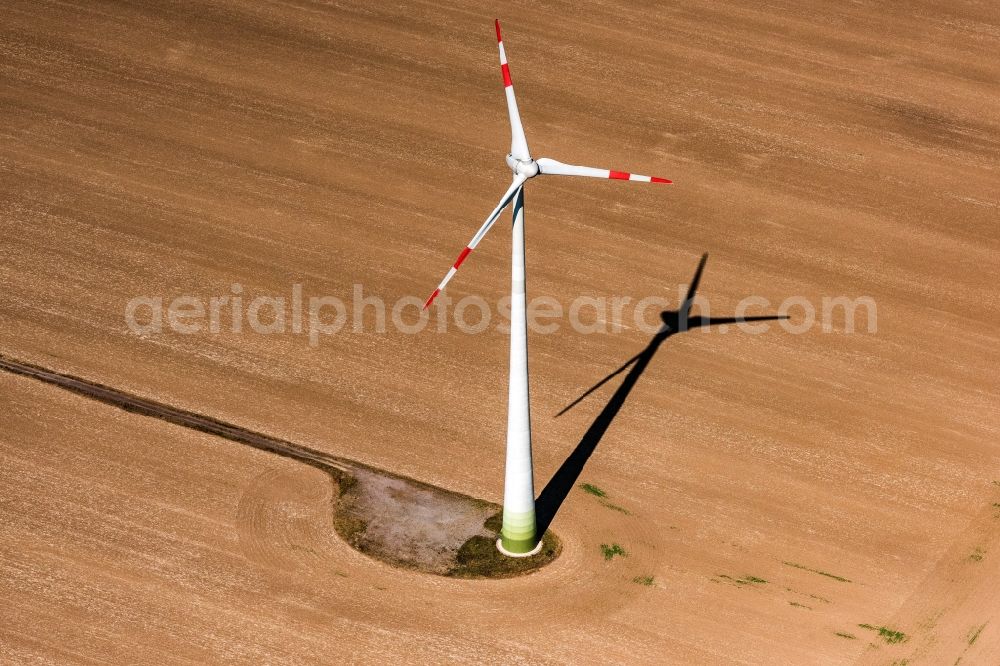 Aerial photograph Landsberg - Wind turbine windmills on a field in Landsberg in the state Saxony-Anhalt