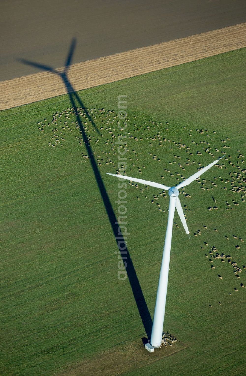 Aerial photograph Baesweiler - Wind turbine windmills on a field in the district Uebach in Baesweiler in the state North Rhine-Westphalia