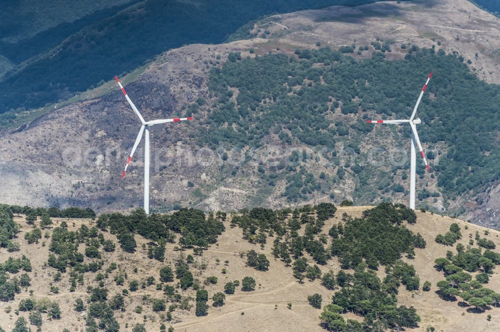 Aerial photograph Sizilien - Wind turbine windmills on a field in Sizilien in Italy