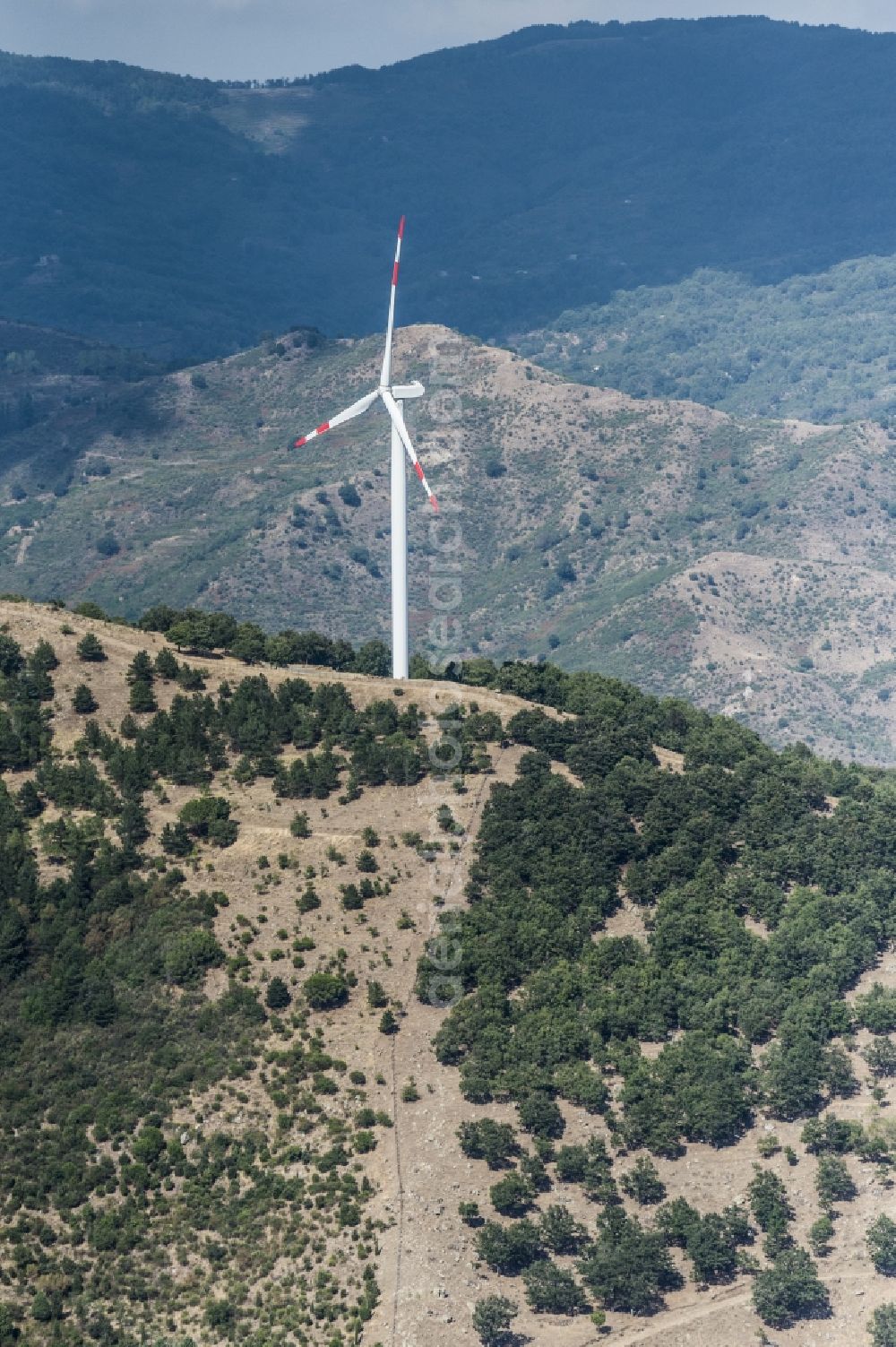 Sizilien from above - Wind turbine windmills on a field in Sizilien in Italy