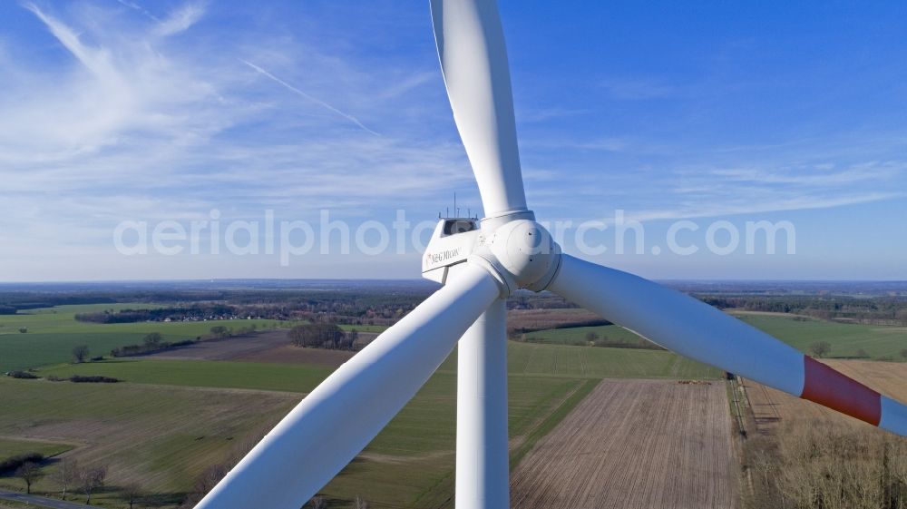 Aerial image Sülbeck - Wind turbine windmills on a field in Suelbeck in the state Lower Saxony