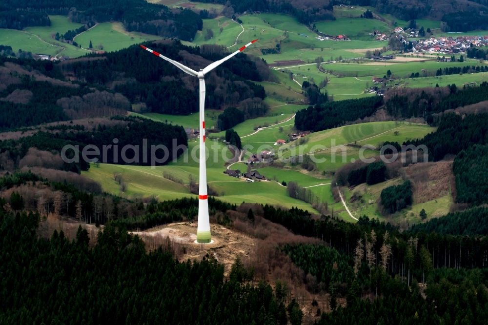 Aerial photograph Steinach - Wind turbine windmills on a field in Steinach in the state Baden-Wuerttemberg, Germany