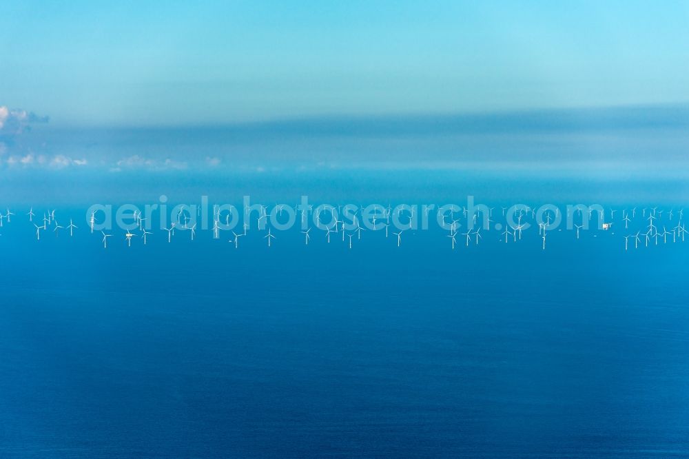 Aerial image Helgoland - Wind turbine windmills in the sea of the North Sea in Helgoland in the state Schleswig-Holstein