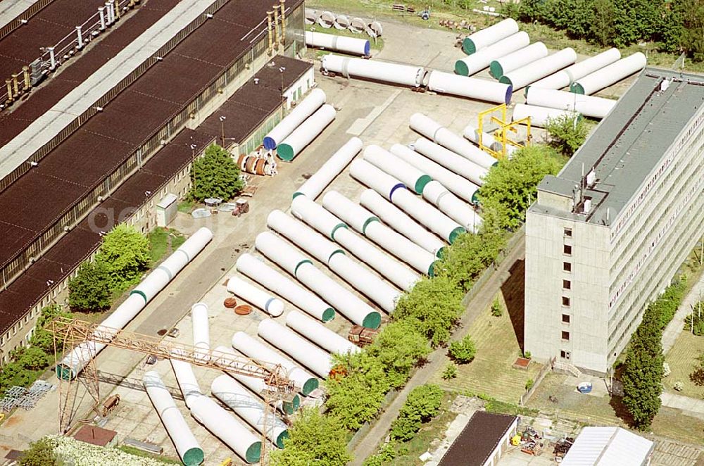 Fürstenwalde/ Brandenburg from the bird's eye view: Windenergieanlagenherstellung in Fürstenwalde in Brandenburg.